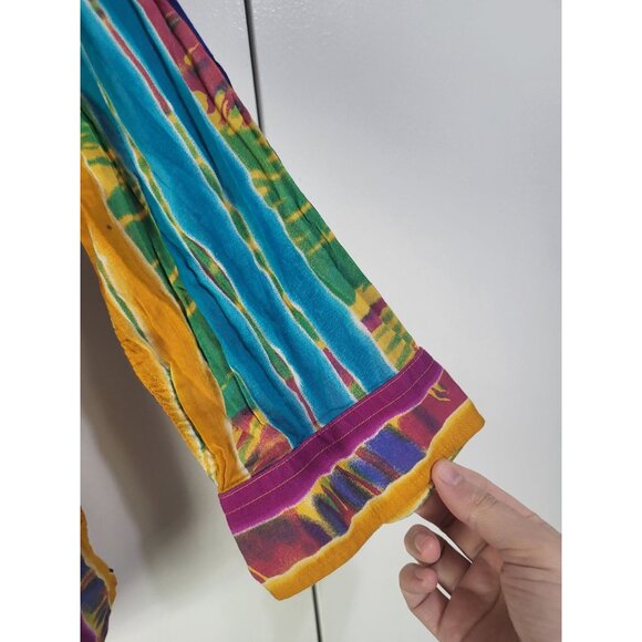 LAUREN RALPH LAUREN Women's 1X Stripe Colorful Button Up Blouse Cotton Artsy - Picture 5 of 7